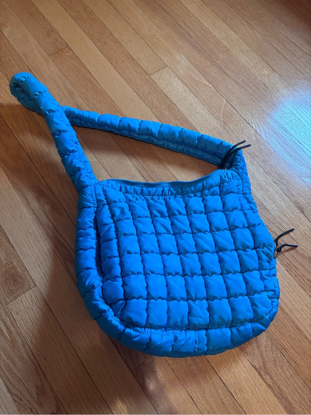 Padded Quilted Shoulder Bag in Bright Blue